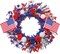 22 Inch Patriotic Wreath for Front Door, Red White Blue Berry Grapevine Wreath with Stars & Bow for July 4th, Memorial Day & Independence Day Decorations